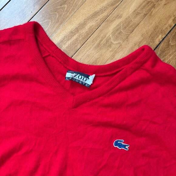 Vintage Lacoste V-Neck Sweater - Size Medium - Picture 2 of 3